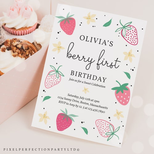 berry-first-birthday-invitation-strawberry-birthday-etsy-australia