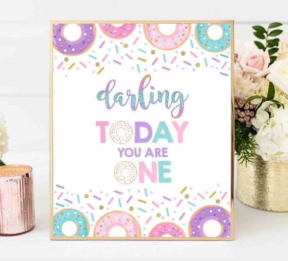 Darling Today You Are One Party Sign Donut Party Table Sign Donut Today You Are One Party Sign Donut Party Decorations Table Sign Decor 9H Il_570xn