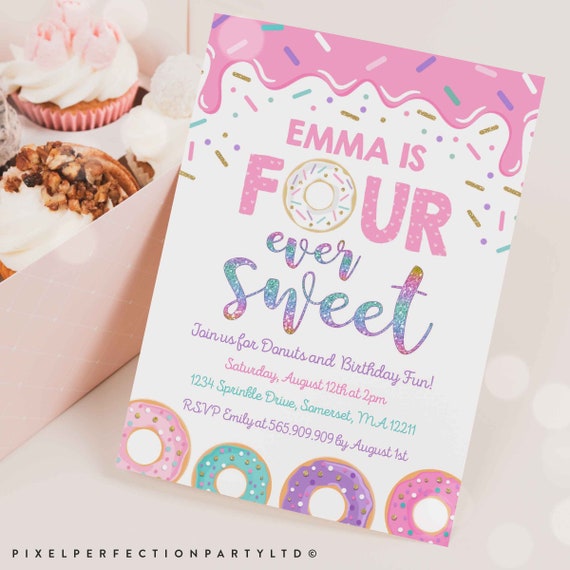 Invitations Invitations & Announcements Paper Editable Donut Themed ...