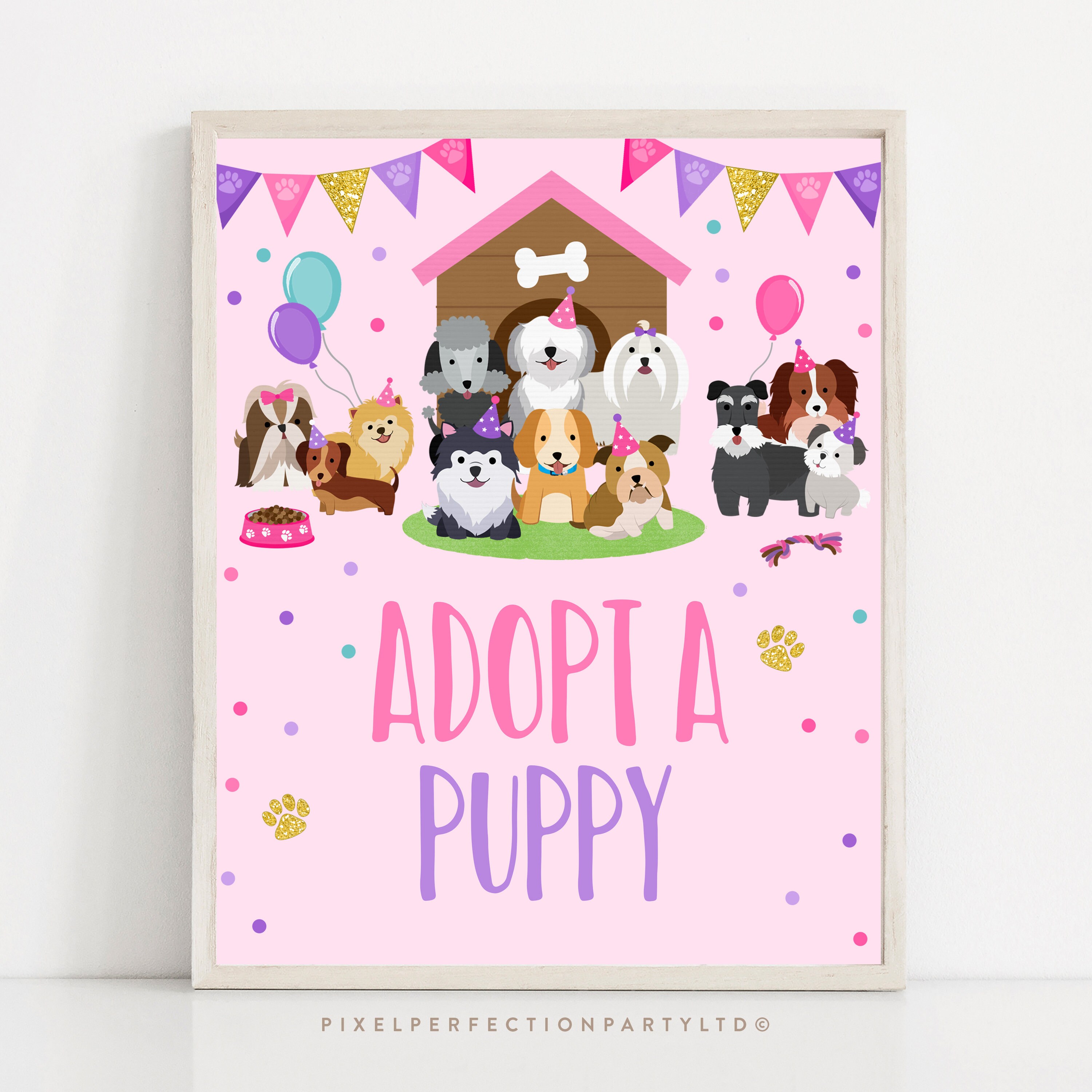 Puppy Adoption Party Sign Adopt A Puppy Party Sign Puppy Party | Etsy