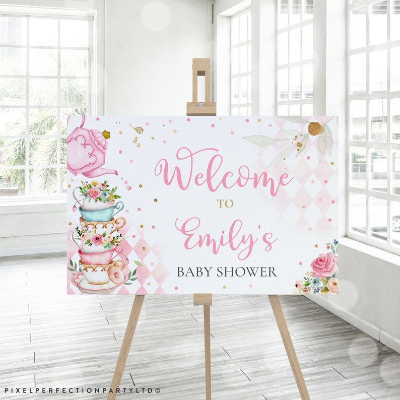 tea party baby shower sign