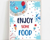 Baseball Pool Party Enjoy Some Food Table Sign Summer Pool Party Sign BBQ Baseball Pool Birthday Party Decor Instant Download HS Il_170x135