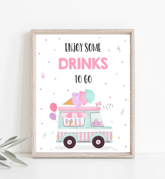 Ice Cream Drive Through Birthday Party Parade Sign Ice Cream Party Sign Treat Favor Sign Social Distancing Birthday Party Parade IC Il_570xn