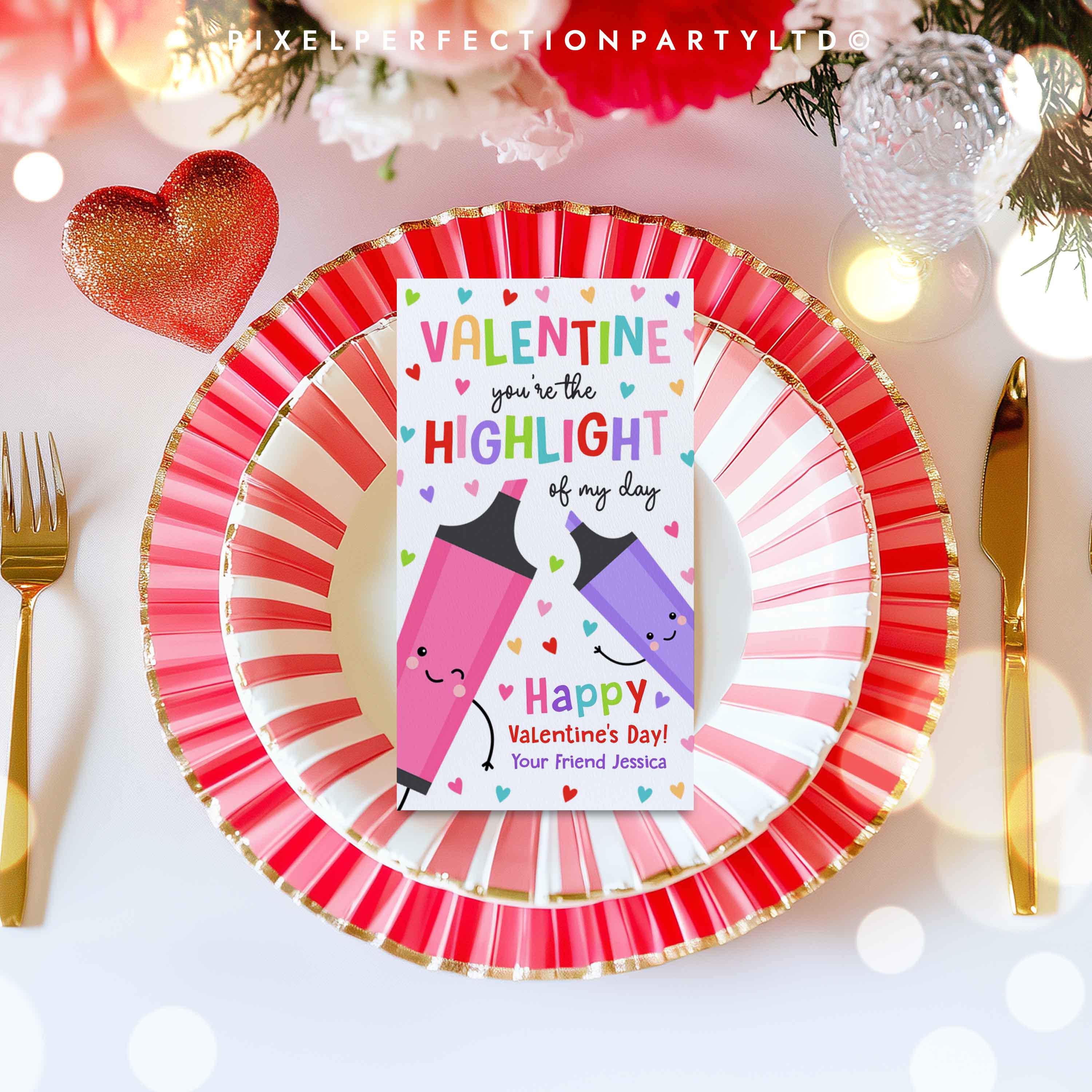 Editable Valentines Highlighter Gift Tags You're the Highlight of My ...