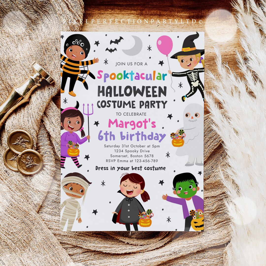 Editable Halloween Costume Party Birthday Invitation Halloween ...