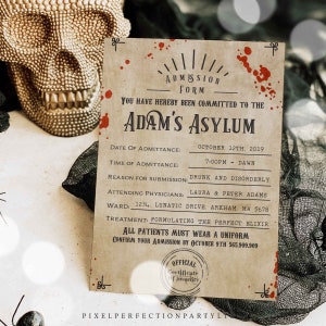 Halloween Lunatic Asylum Invitation Lunatic Asylum Invitation Adult Halloween Party Adult Halloween Lunatic Party Instant Download File AL