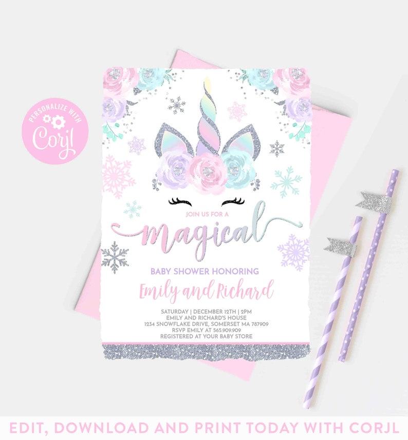baby shower invitations baby shower themes for girls unicornbaby shower theme