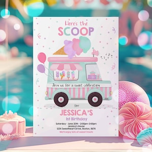 Editable Ice Cream Truck Birthday Invitation Ice Cream Birthday Invitation Ice Cream Party Ice Cream Truck Party Instant Download YU