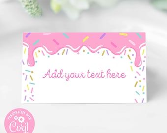 Ice Cream Party Birthday Tent Card Ice Cream Birthday Party Glitter Ice Cream Party Food Card Ice Cream Party Instant Editable Download X0