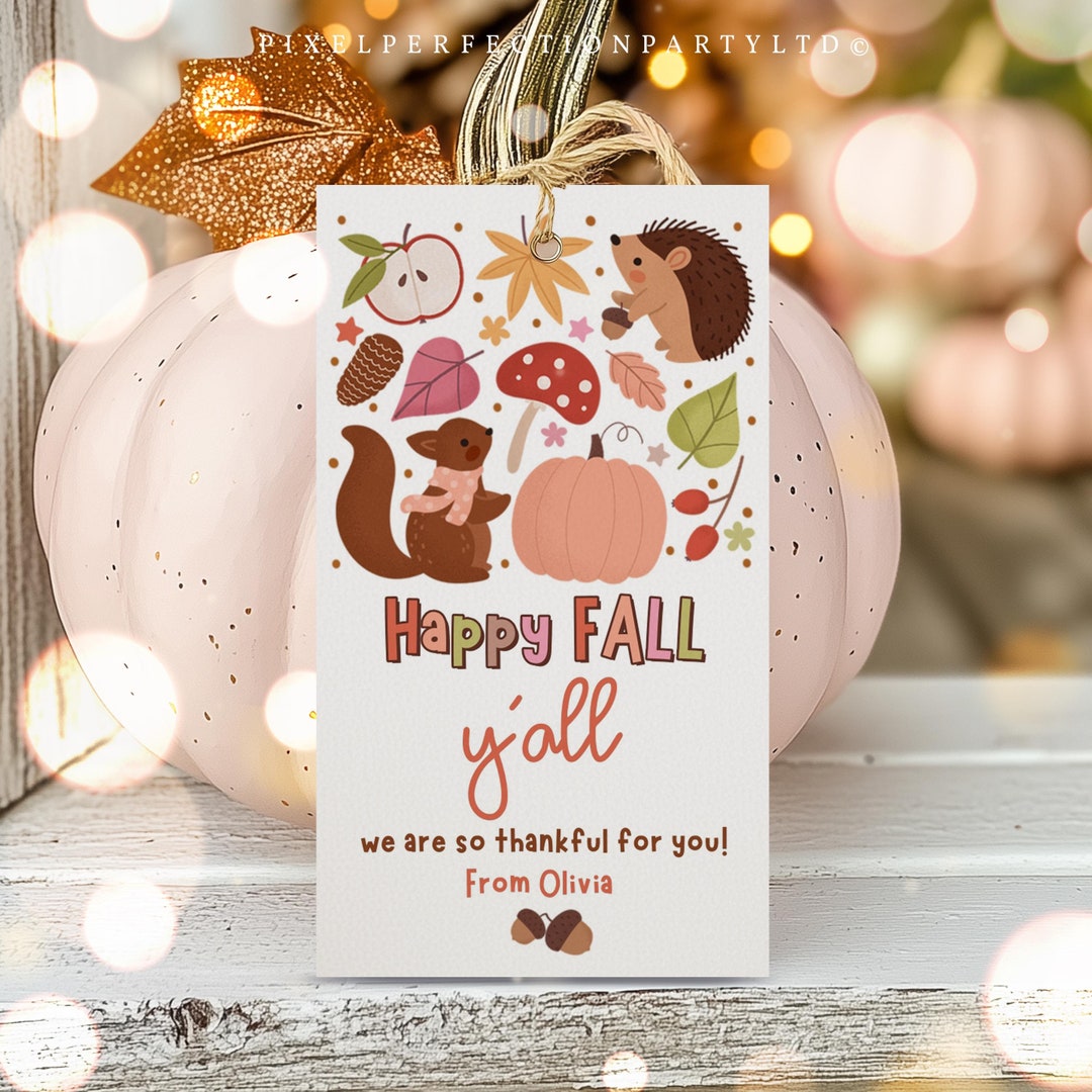 Editable Fall Gift Tag Happy Fall Y'all Gift Tag Thanksgiving Gift Tag ...