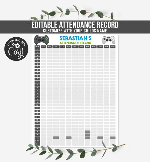 Editable Attendance Record Homeschool Planner Video Game Attendance Record Homeschool Attendance Log Homeschool Student Instant Download Il_570xn