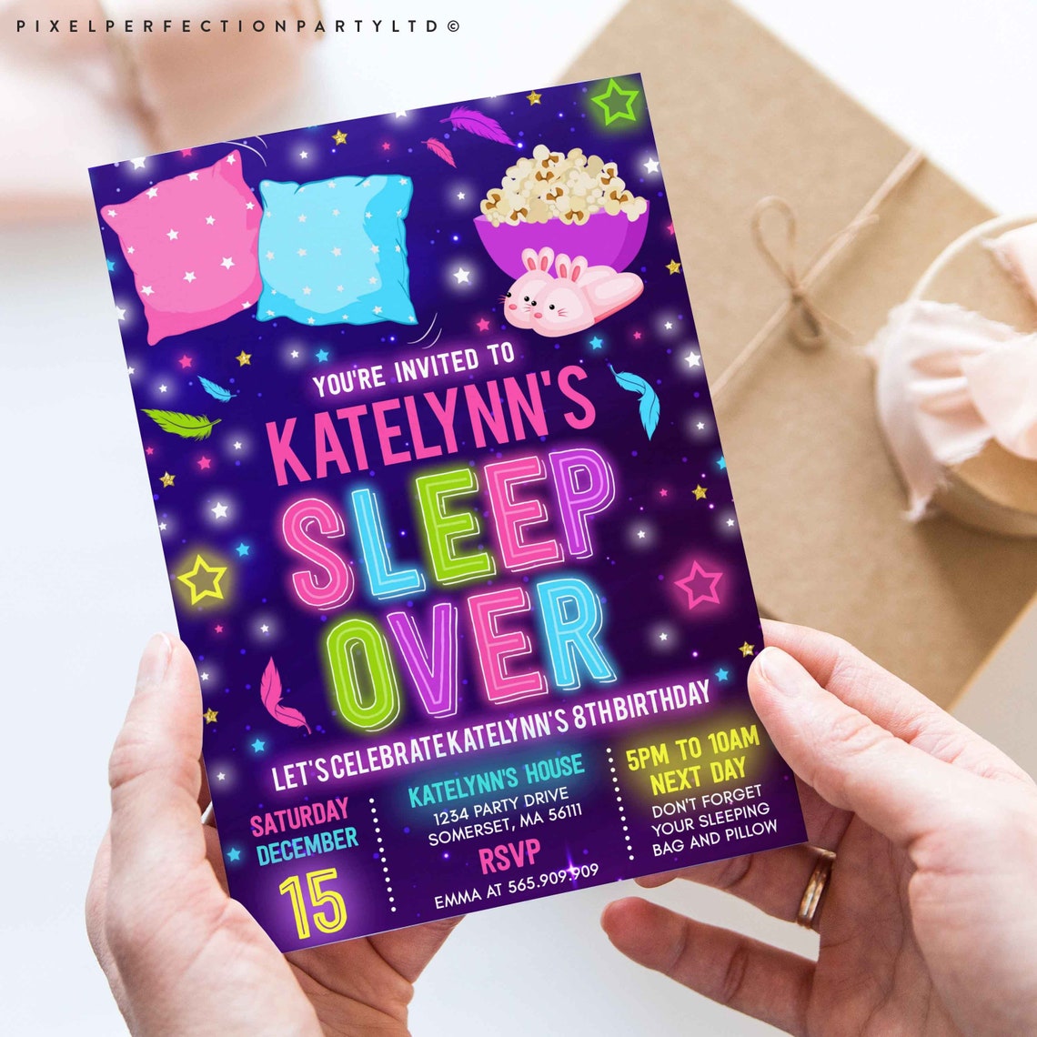 Editable Sleepover Invitation Slumber Party Invitation Etsy UK