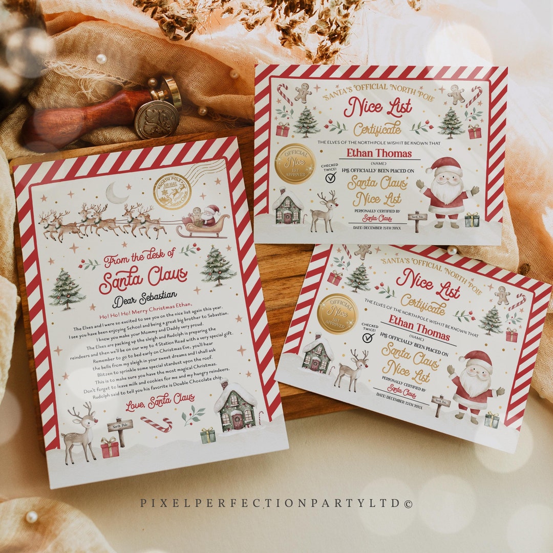 Editable Official Letter From Santa Claus and Official Nice List ...
