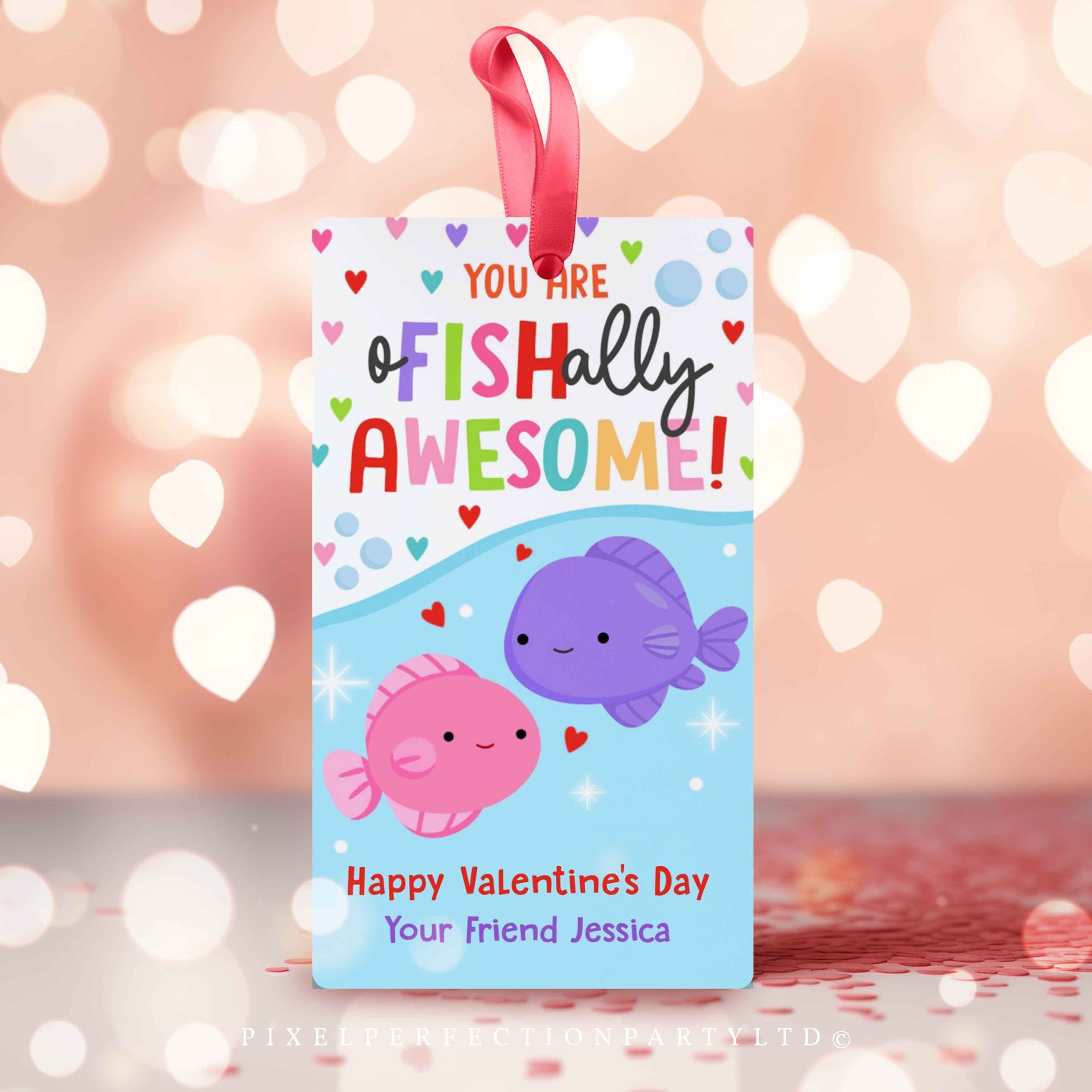 Mini Tackle Box Valentine Printable Gift Tags Fish and Bait Bobber tags for  gummy worms candies Classroom valentines DIY instant download