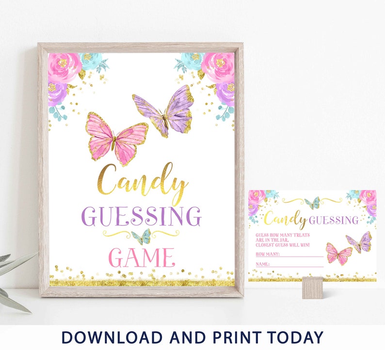 Butterfly Candy Guessing Game Butterfly Baby Shower Guess How Etsy