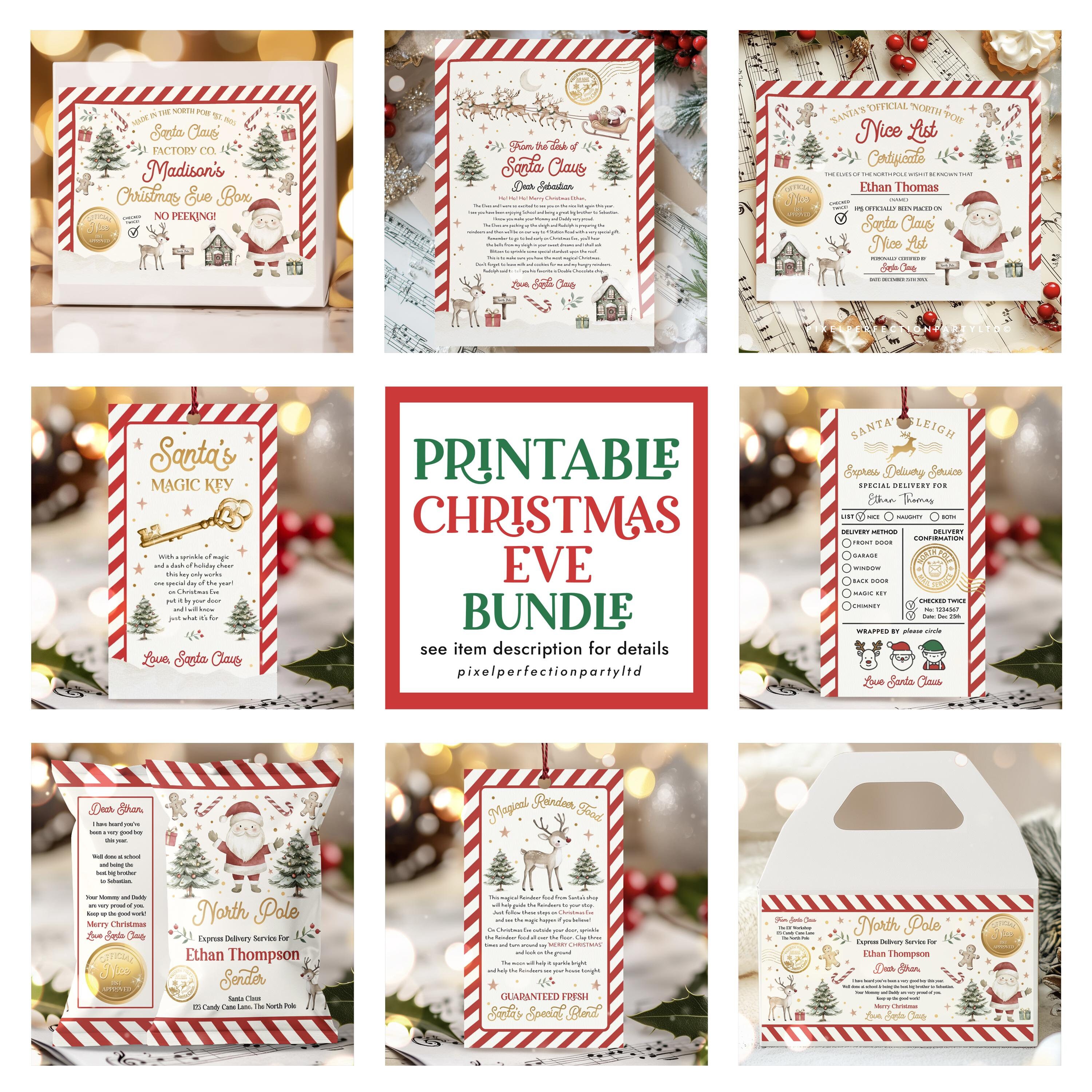 EDITABLE Christmas Eve Box Kit Letter From Santa Nice Certificate ...