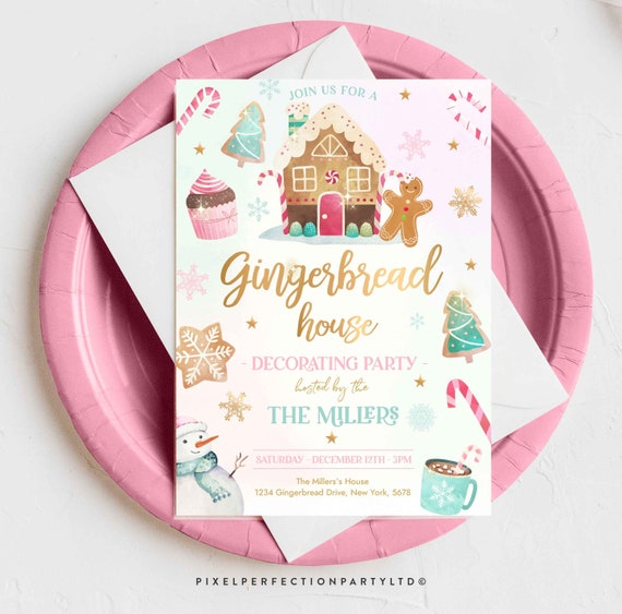 Editable Gingerbread House Decorating Party Invitation Gingerbread Cookie Decorating Party Holiday Cookie Party Instant Download DY Il_570xn