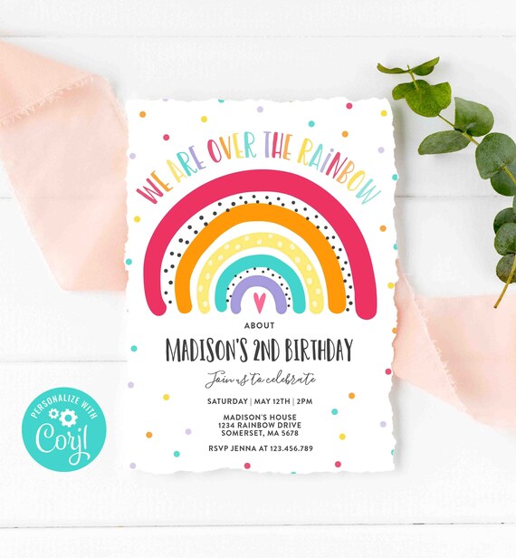 Editable Rainbow Birthday Invitation Bright Rainbow Party Invitation Colorful Rainbow Birthday Modern Rainbow Party Instant Download RM Il_570xn