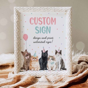 Editable Kitten Birthday Party Custom Sign Calling All Paw-ty Animals Birthday Sign Decor Let's Pawty Kitty Cat Party Instant Download KL