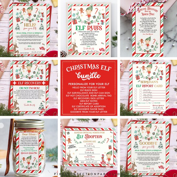 EDITABLE Elf Activity Kit Bundle Elf Letters Elf Signs Elf Gift Tags Elf Surveillance Elf Cam Elf Report Elf Activities Instant Download LE Il_570xn