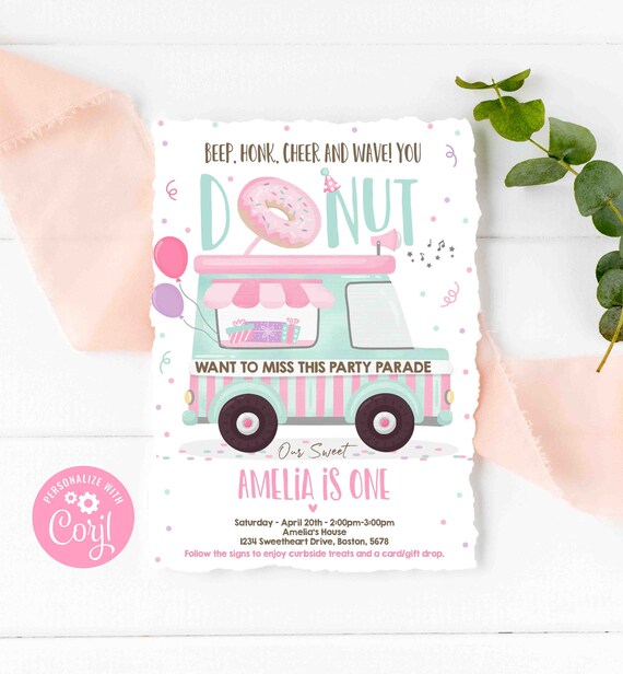 Editable Drive By Birthday Parade Invitation Donut Drive Through Birthday Party Quarantine Birthday Social Distancing Party Instant File DT Il_570xn