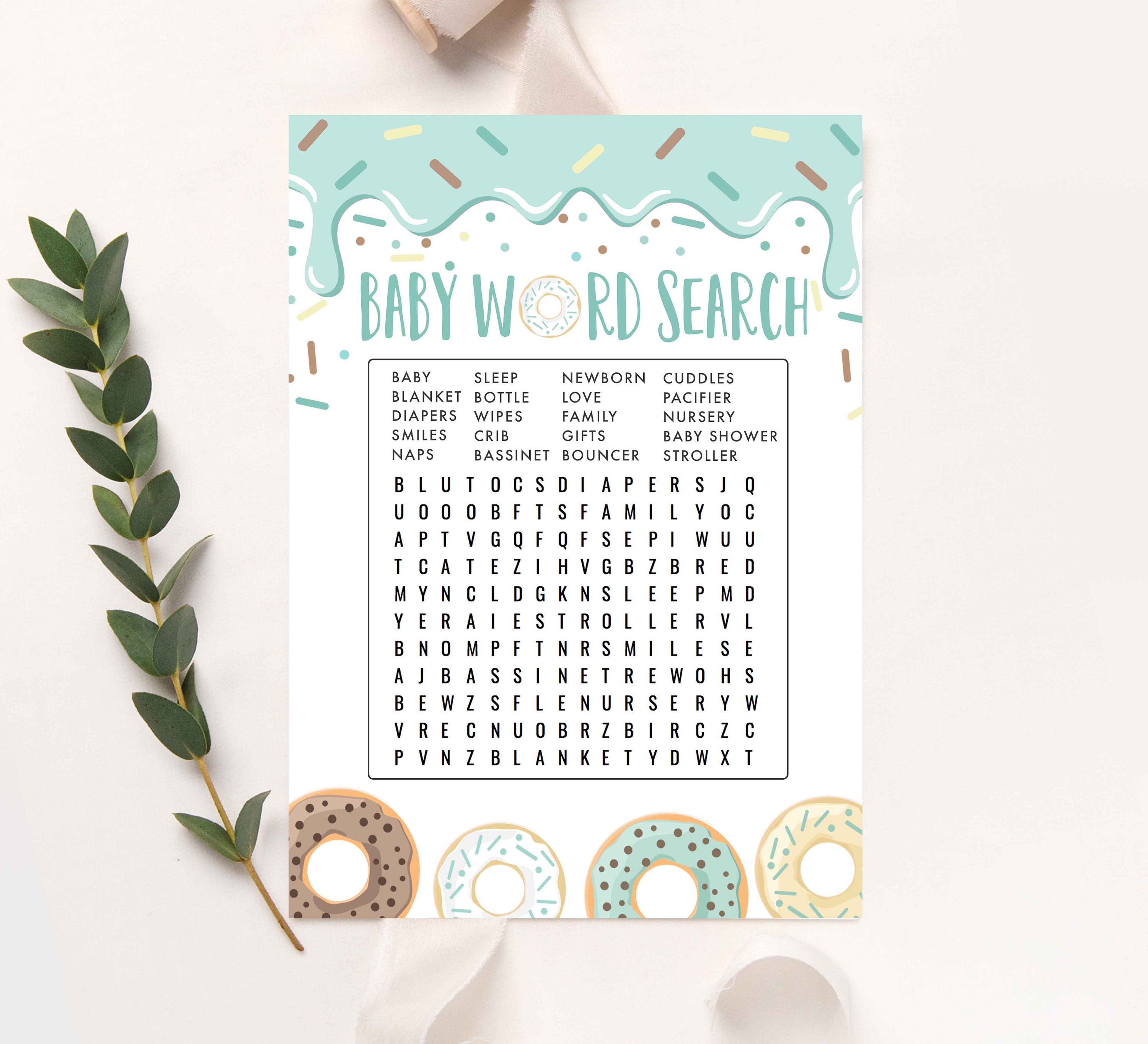 Donut Baby Word Search Game Donut Baby Shower Game Donut Baby - Etsy  Australia