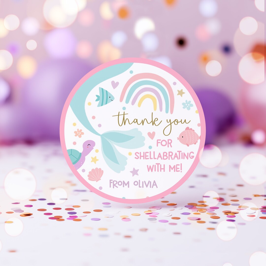 Editable Mermaid Birthday Party Favor Tag Oneder the Sea Two the Sea ...