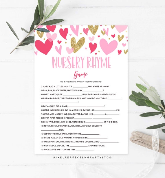 Sweetheart Baby Shower Nursery Rhyme Game Baby Shower Game Valentine Baby Shower Games Love Heart Valentine Baby Shower Instant Download Tv By Pixel Perfection Party Ltd Catch My Party