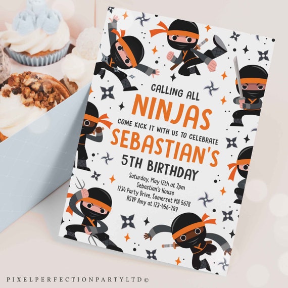 Editable Ninja Birthday Party Invitation Karate Birthday Invitation