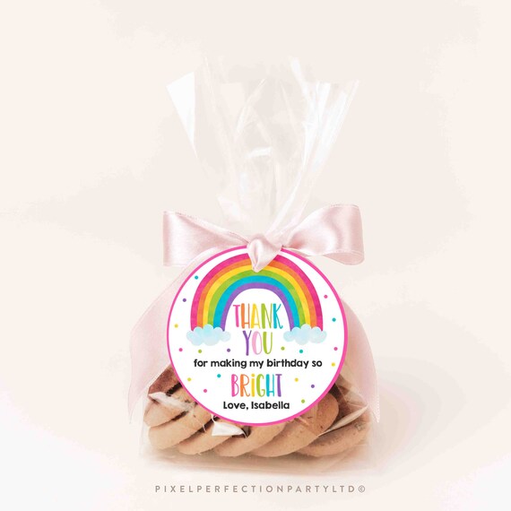 Editable Rainbow Favor Tag Bright Rainbow Birthday Party Stickers Rainbow Circle & Square Favor Tag Rainbow Party Decor Instant Download 0W Il_570xn