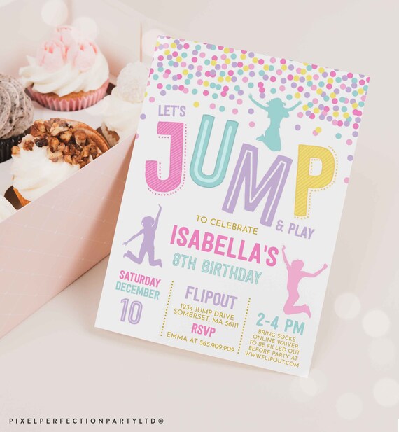 Jump Invitation Jump Birthday Invitation Trampoline Party Bounce House Party Jump Party Let's Jump Party Instant Editable File Corjl H1 Il_570xn