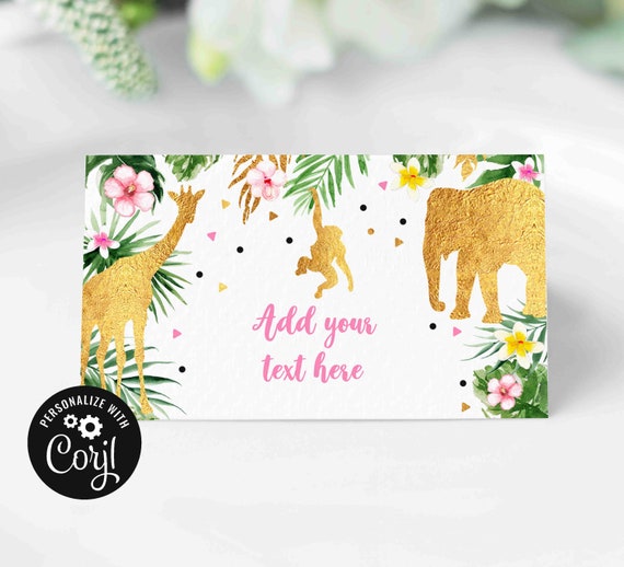 Corjl #002 Table Tent Cards Safari Buffet Cards Editable Jungle Food Labels Animals