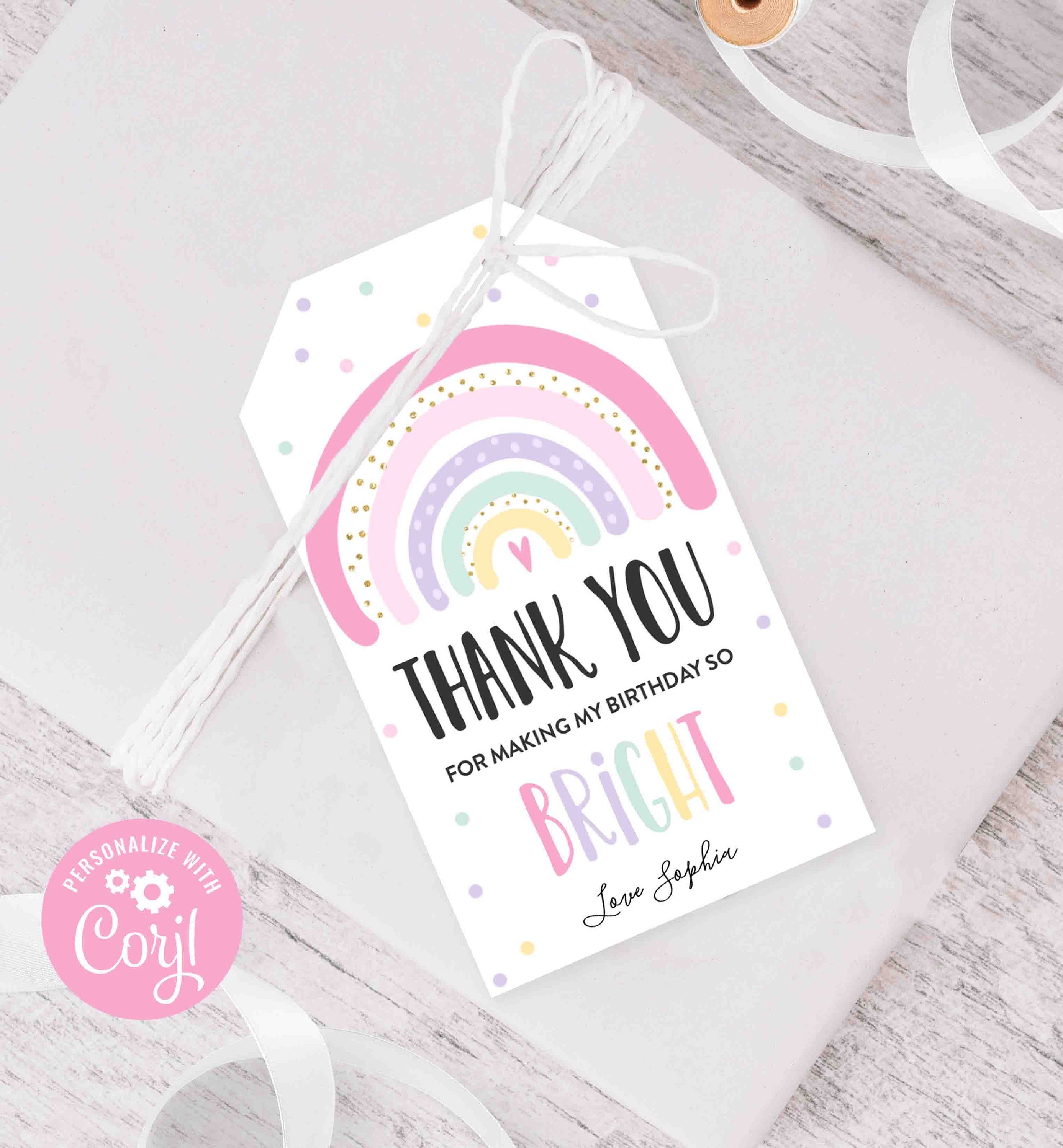 Editable Rainbow Favor Tag Rainbow Gift Tags Rainbow Thank You Etsy UK
