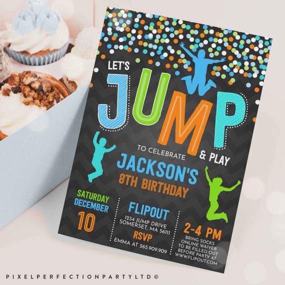 Jump Invitation Jump Birthday Invitation Trampoline Party Bounce House Party Jump Party Let's Jump Party Instant Editable File Corjl H1 Il_570xn
