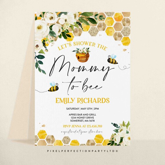Editable Bee Baby Shower Invitation Mommy To Bee Gender Neutral Baby Shower Honey Bee Baby Shower Yellow Floral Bee Shower Instant File BH Il_570xn