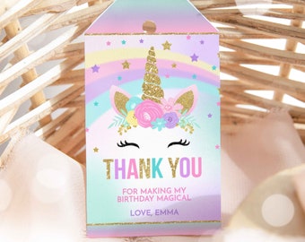 Magical Unicorn Favor Tag Unicorn Party Thank You Tag Birthday Unicorn Favor Tag Unicorn Birthday Party Instant Editable Corjl File UP1