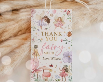 Editable Fairy Birthday Party Luggage Favor Tag Enchanted Magical Floral Fairy Princess Birthday Party Favor Tag Instant Editable File SF