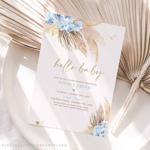 Editable Pampas Grass Baby Shower Invitation Bohemian Baby Shower Invitation Boho Shower Tropical Desert Baby Shower Instant Download PG Il_570xn