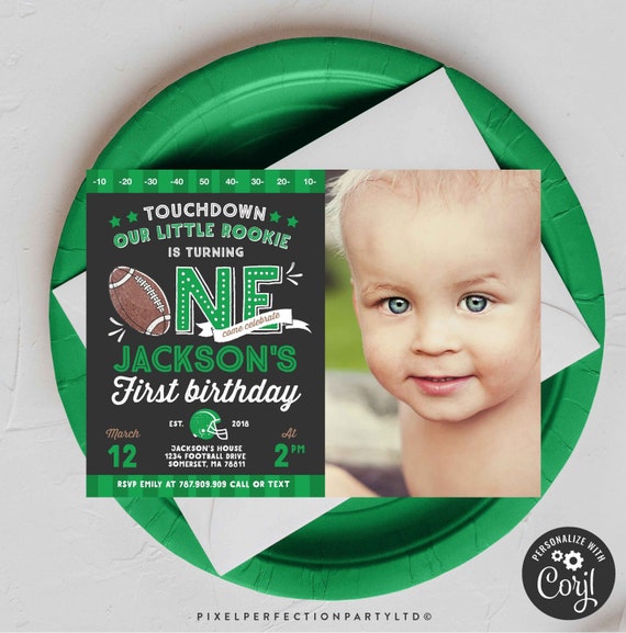 Football Birthday Invitation Football Invitation Boy 1st Birthday Little Rookie Football Birthday Party Instant Editable File Corjl N9 Il_570xn