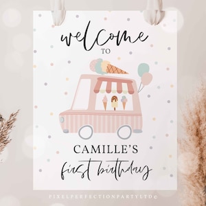 Editable Ice Cream Truck Birthday Party Welcome Sign Here's The Scoop Ice Cream Birthday Party Sweet Ice Cream Party Instant Download YL