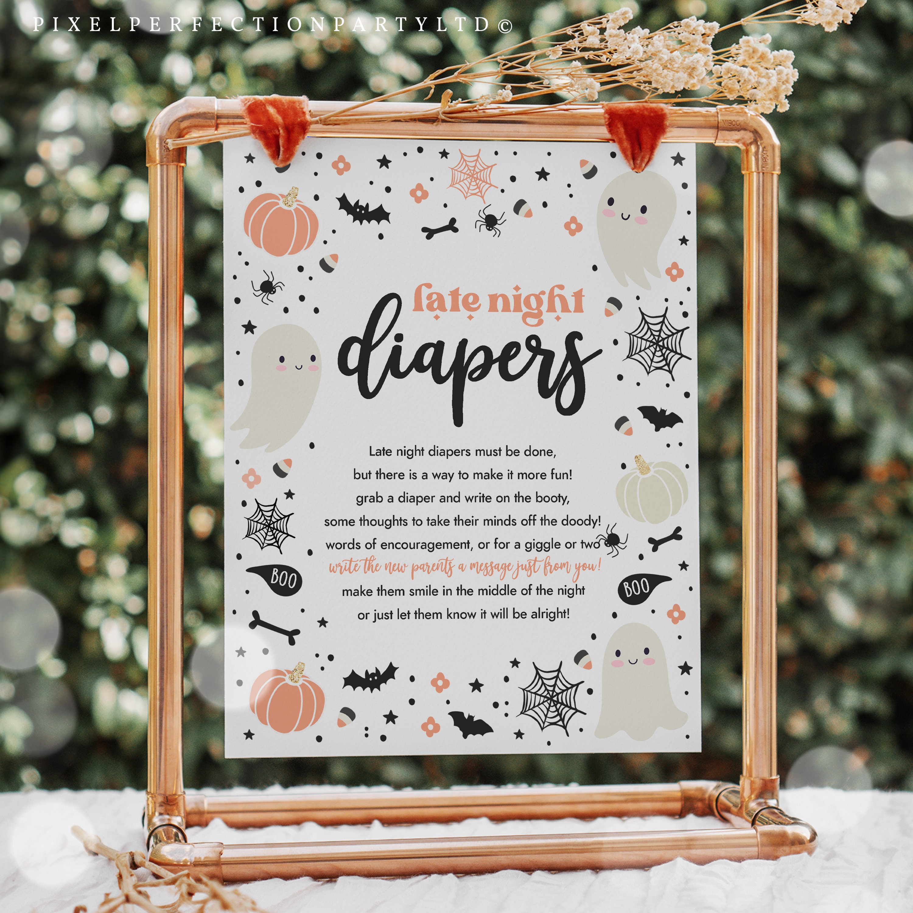 Ghost Baby Shower Late Night Diapers Sign Halloween Gender Neutral Cute  Ghost Baby Shower A Little Boo Is Due Decor Instant Download GY6