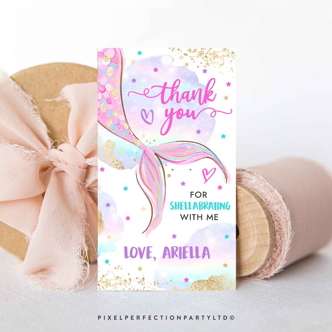 Editable Mermaid Birthday Favor Tag Mermaid Gift Tag Whimsical Mermaid ...