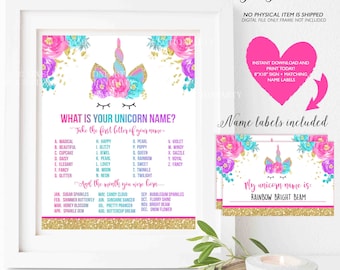 What Is Your Unicorn Name Game Unicorn Party Game Unicorn Party Magical Unicorn Birthday Unicorn Party Game Instant File Unicorn Game 5E