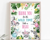 Thank You Take A Treat Safari Birthday Party Sign Wild One Party Decor Safari Party Animals Decor Thank You Sign Instant Download Sign PS Il_170x135