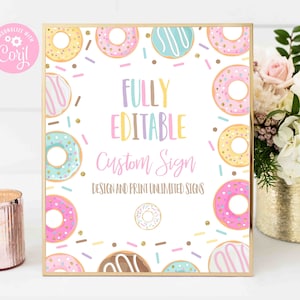 Editable Custom Sign Editable Donut Party Sign Fully Editable Donut Party Sign Make Multiple Signs Donut Party Decorations Editable Corjl E2