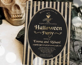 Editable Halloween Party Invitation Vintage Halloween Party Invitation Adult Halloween Spooktacular Boos Or Brews Party Instant Download HV