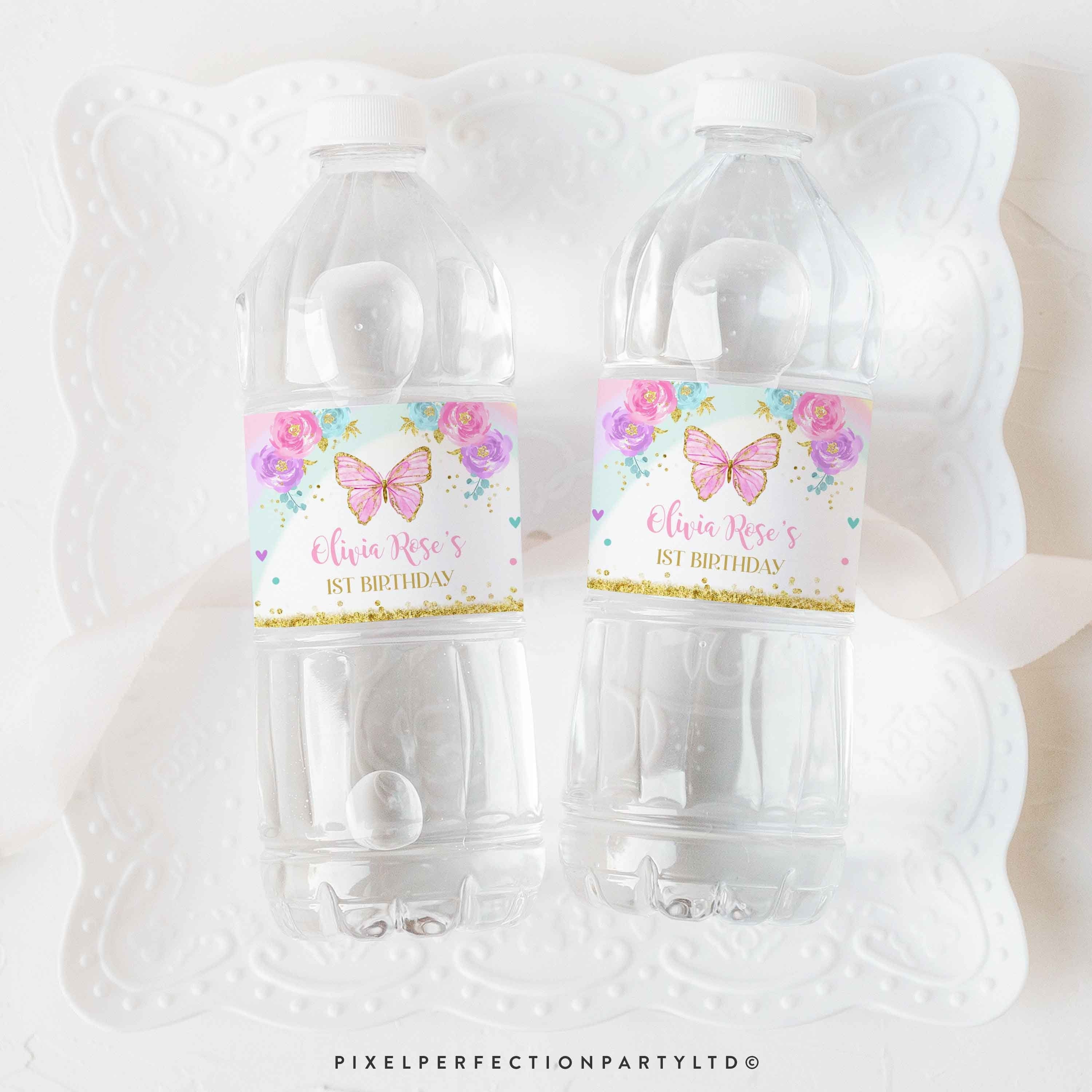 Editable Butterfly Water Bottle Labels Butterfly Baby Shower Etsy