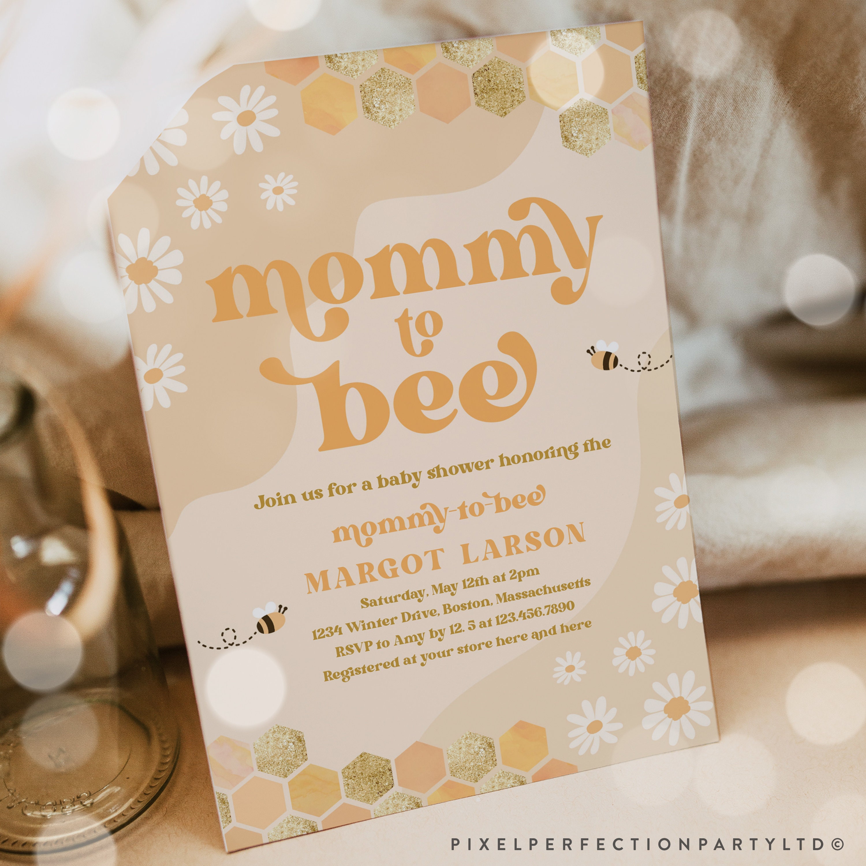 Editable Mommy To Bee Baby Shower Invitation Boho Bee Baby Etsy Israel