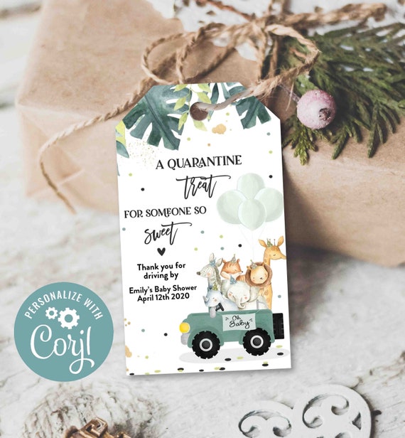 Editable Drive Through Baby Shower Favor Tag Safari Animal Drive Through Gift Tag Drive-By Baby Shower Party Favor Tag Instant Download AA Il_570xn