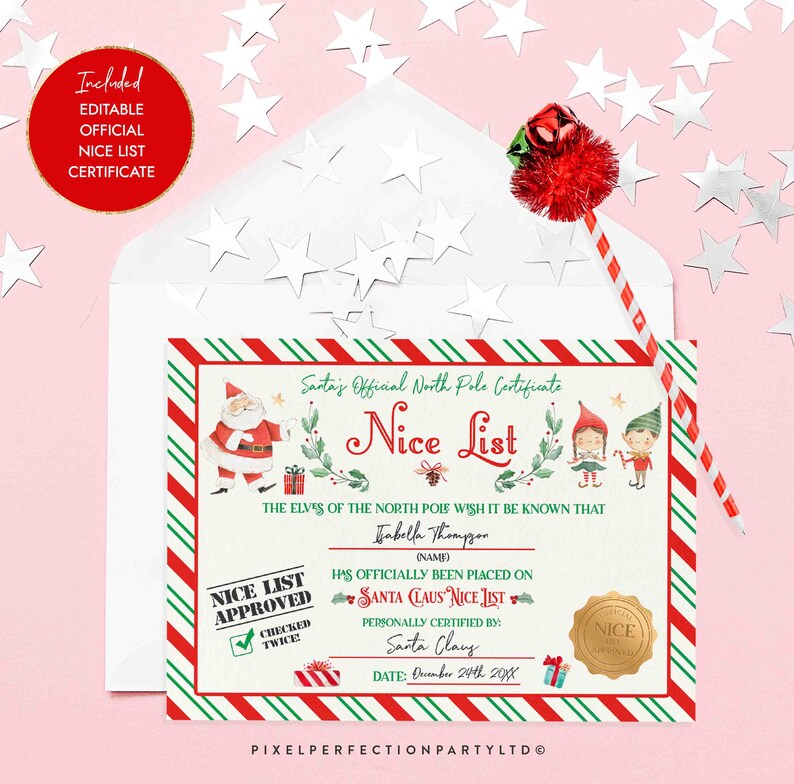 EDITABLE Christmas Eve Box Kit Letter From Santa Nice | Etsy
